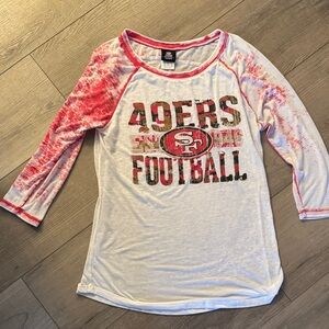 NFL 49ers Women's Long Sleeve Tee - Red and White
